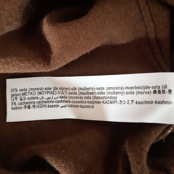 Massimo Dutti SZ M V-Neck Chestnut Brown Men's Cotton, Silk & Cashmere Sweater - Picture 7 of 15